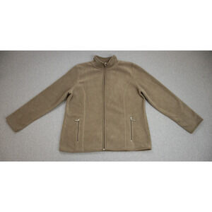 Karen Scott Sport Jacket Womens M Brown Long Sleeve Full Zip Fleece Mock Neck